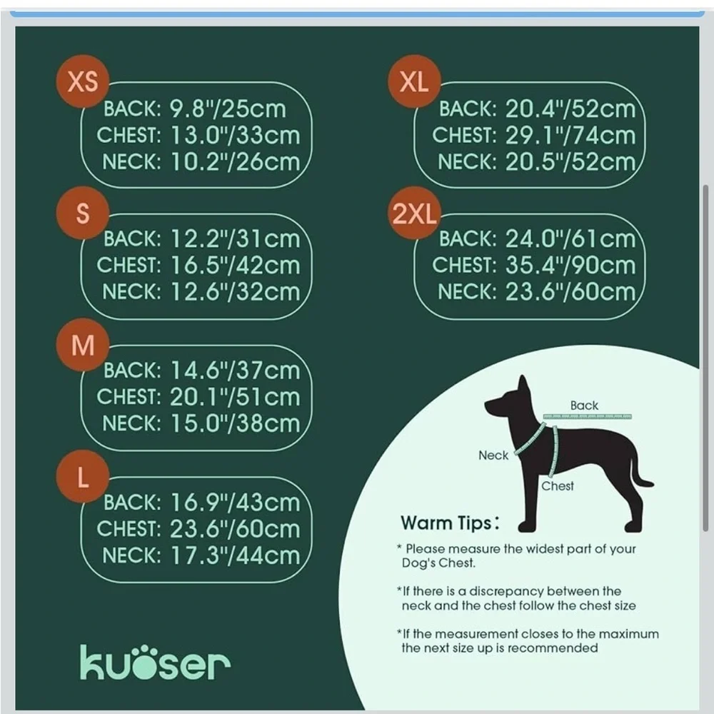 Kuoser Fullbody Dog Coat, Warm Winter Coat With Built-In Harness, L 533- 3